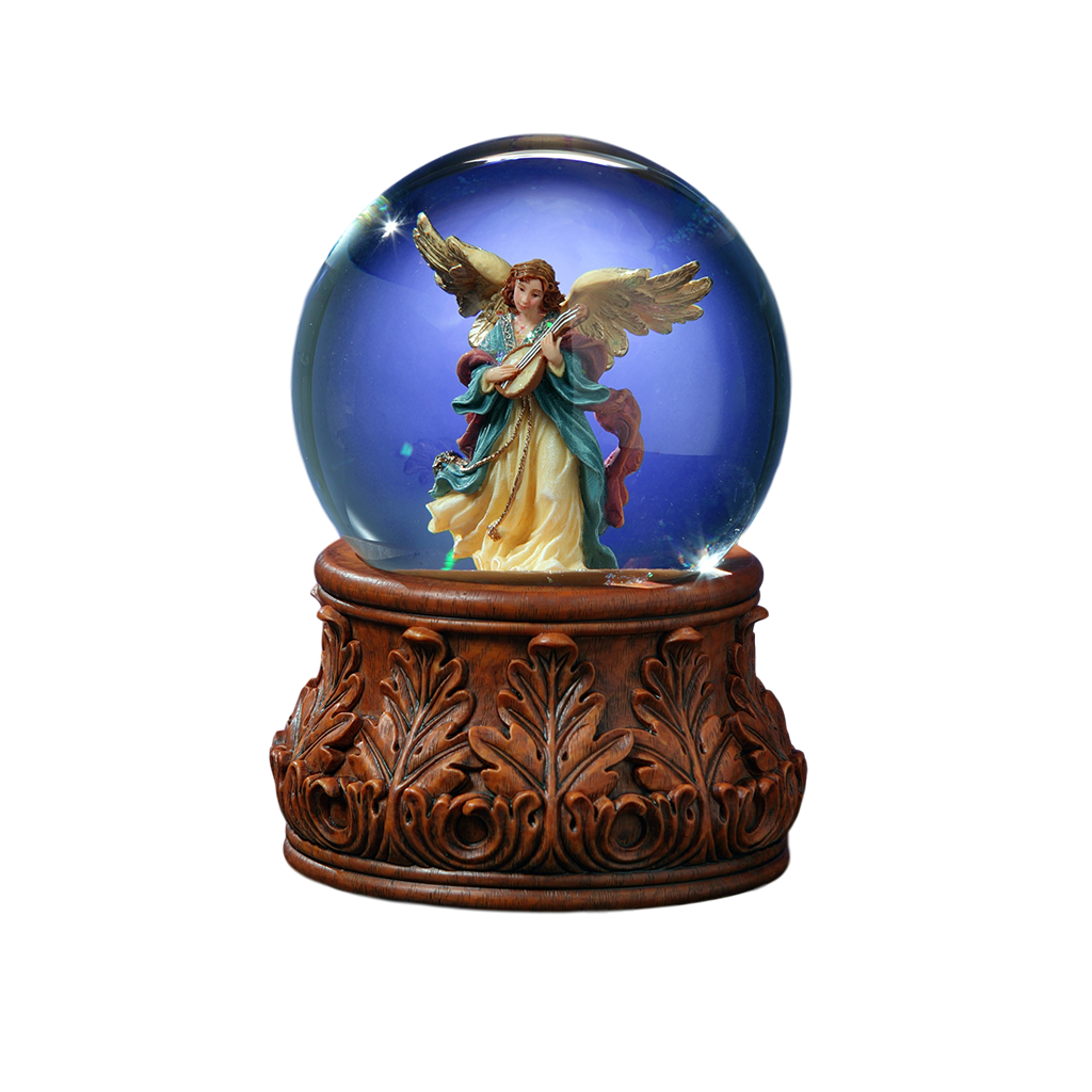 Angel Playing Mandolin Water Globe The San Francisco Music Box Company Collectible 842970049975