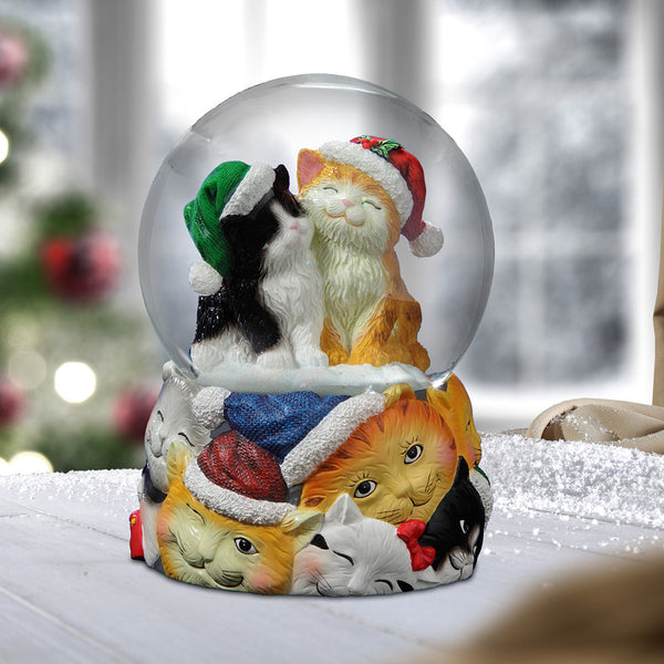Christmas Cats Musical Snow Globe - San Francisco Music Box Company