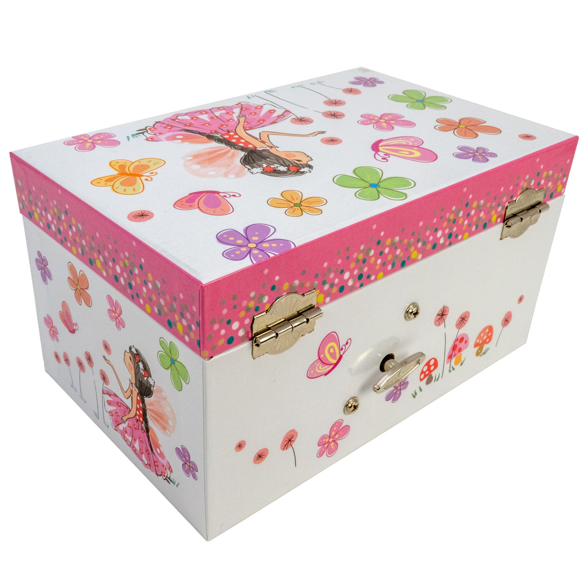 Flowers and Butterfly Fairy Heirloom Musical Jewelry Box San Francisco Music Box Company Collectible