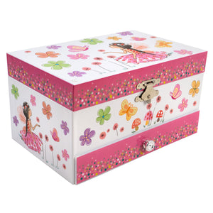 Flowers and Butterfly Fairy Heirloom Musical Jewelry Box San Francisco Music Box Company Collectible