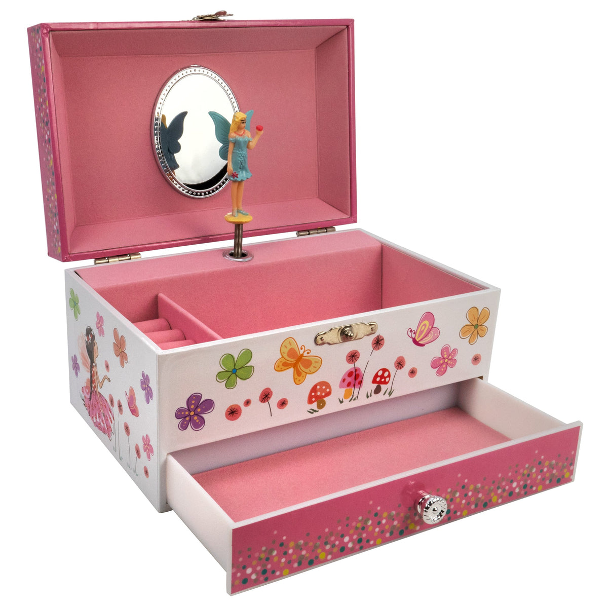 Flowers and Butterfly Fairy Heirloom Musical Jewelry Box San Francisco Music Box Company Collectible