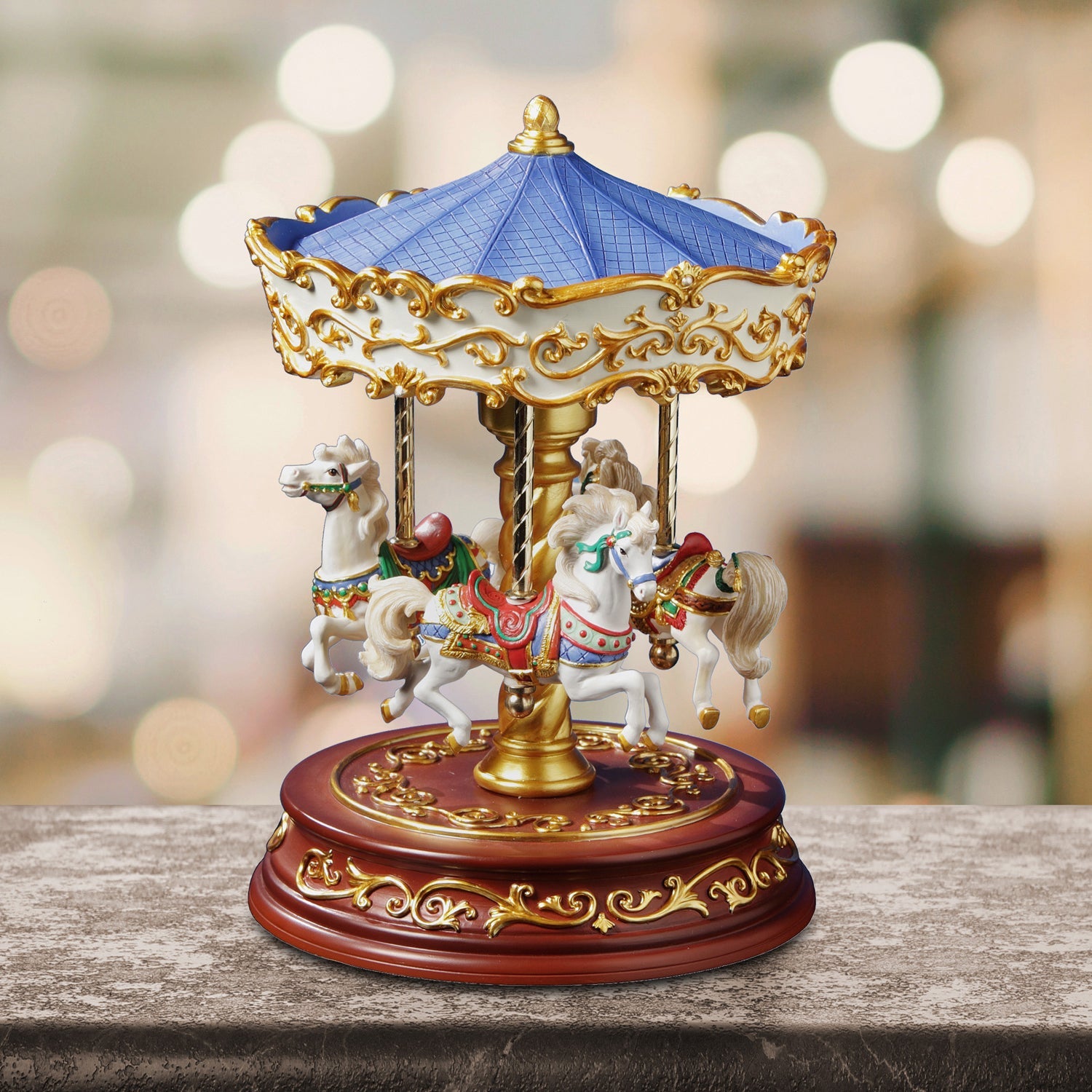 Heritage 3-Horse Rotating Carousel - San Francisco Music Box Company