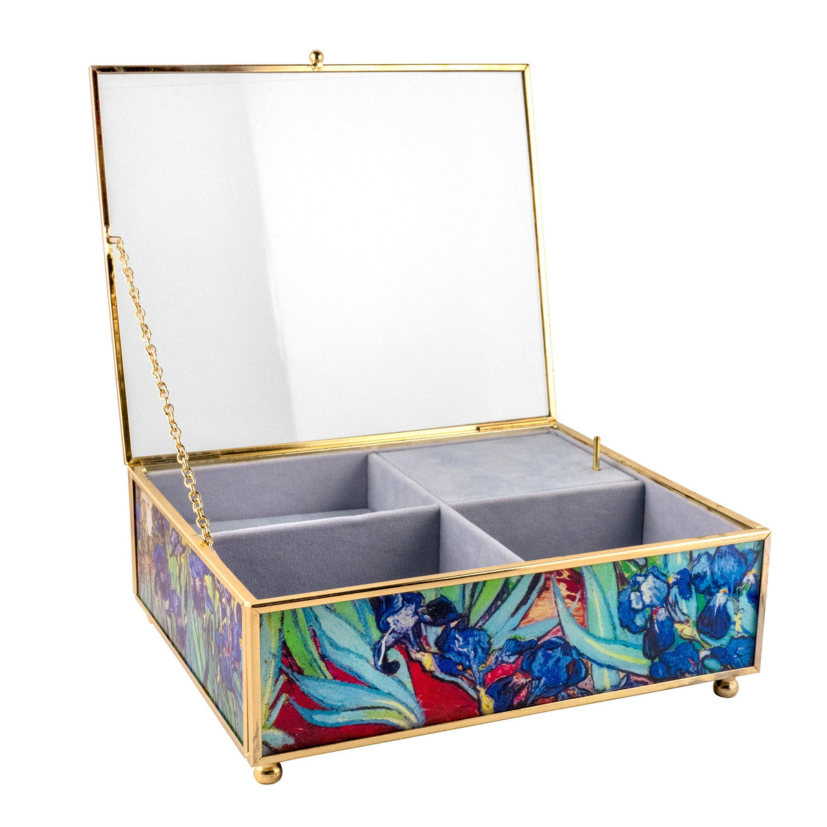 Iris Glass Musical Jewelry Box San Francisco Music Box Company Collectible