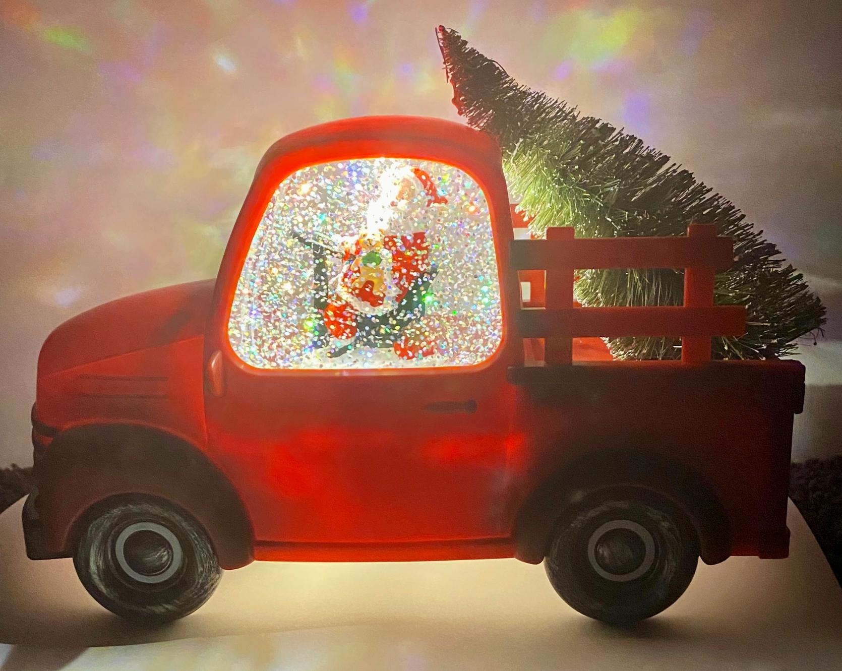Light Up Musical Santa in Red Truck - San Francisco Music Box Company Light Up Musical Santa in Red Truck - San Francisco Music Box Company