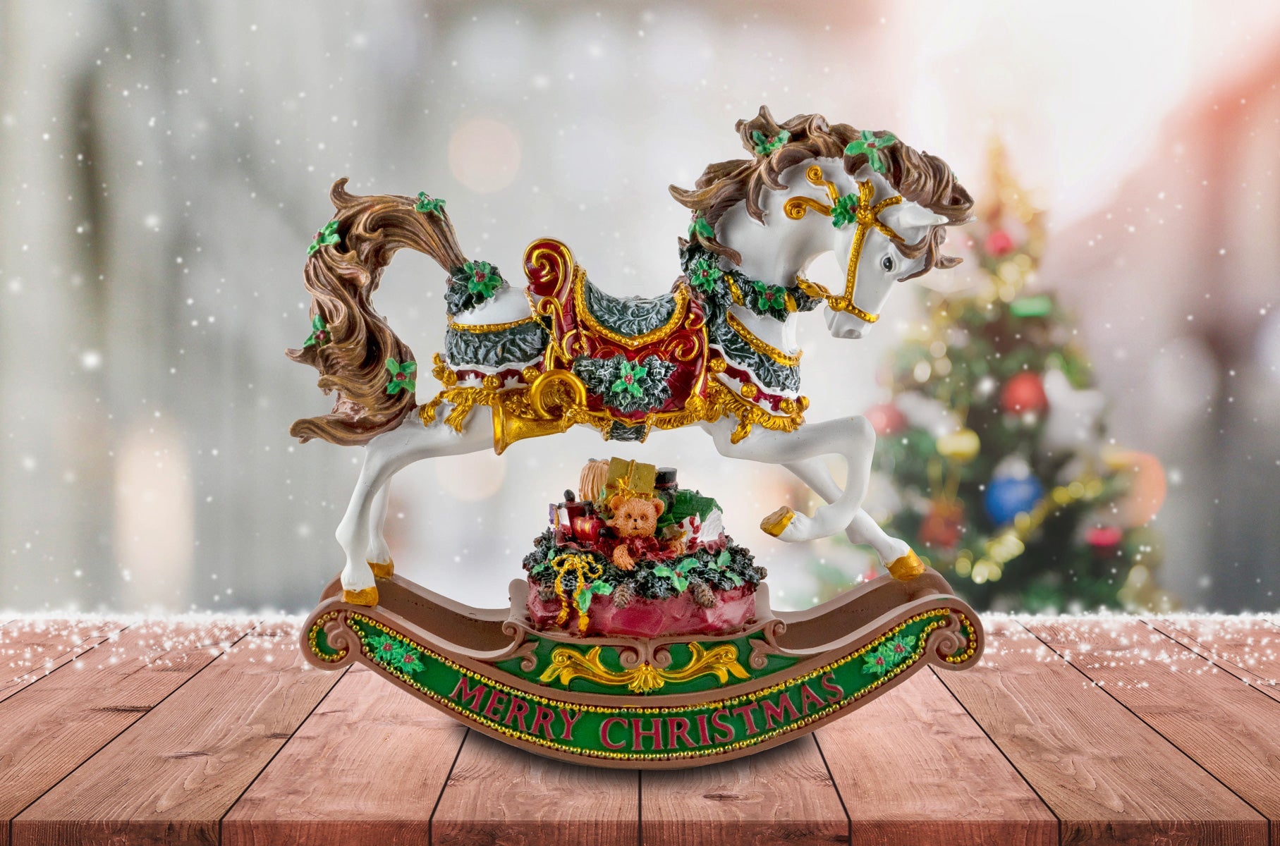 Merry Christmas Rocking Horse - San Francisco Music Box Company