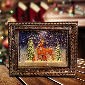 Musical Lighted Reindeer in the Woods Frame San Francisco Music Box Company Collectible