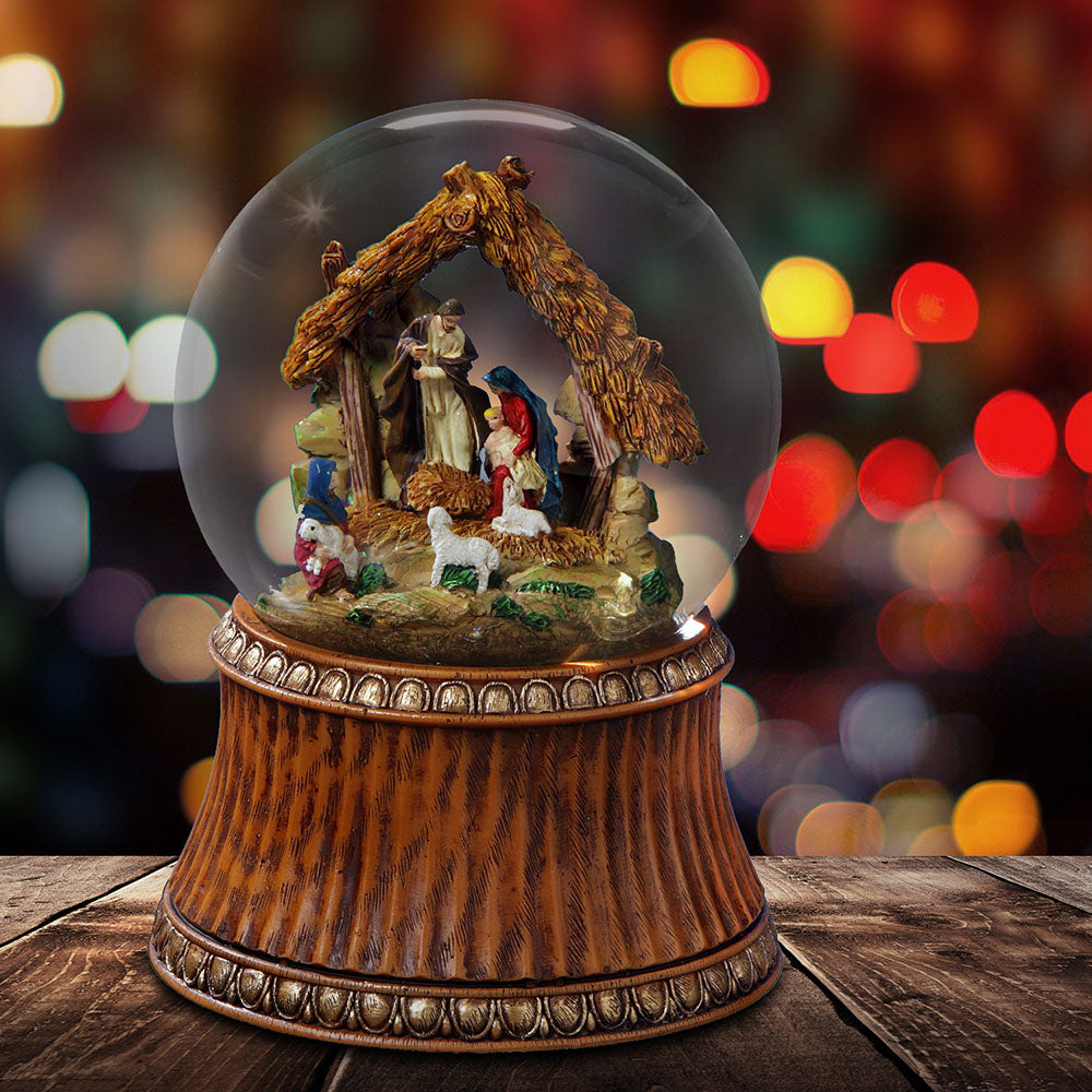 Nativity with Stable Water Globe The San Francisco Music Box Company Collectible 842970052548