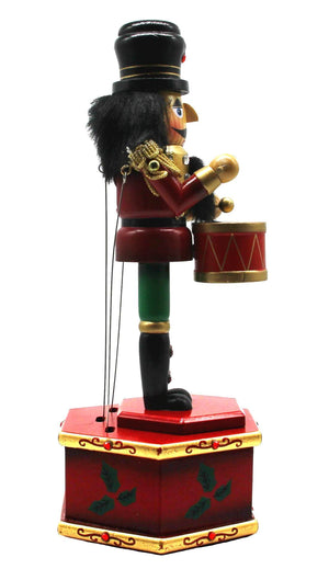 13" Musical Nutcracker Wooden Music Box Puppet w/ Drums