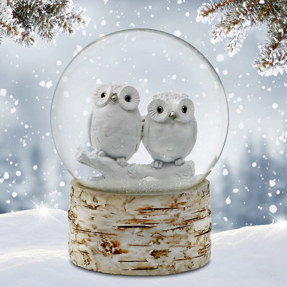 White Owl Babies 120MM Snow Globe