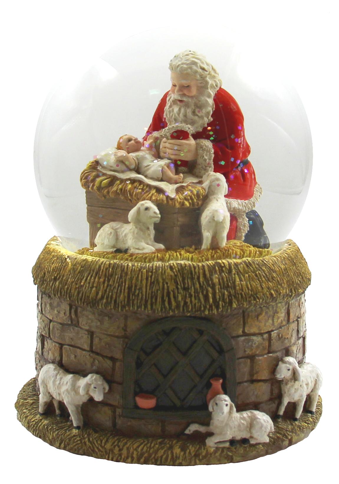 Santa and Baby Musical Water Globe San Francisco Music Box Company Collectible