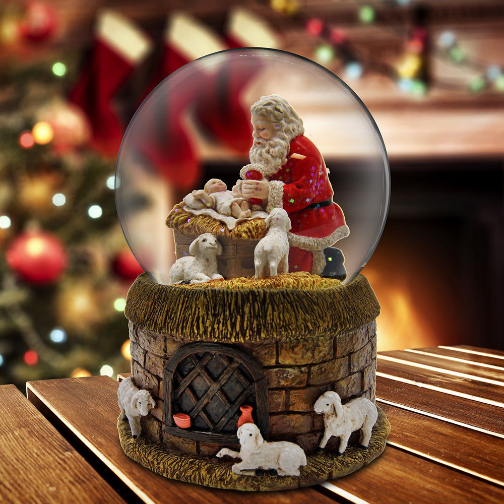 Santa and Baby Musical Water Globe San Francisco Music Box Company Collectible