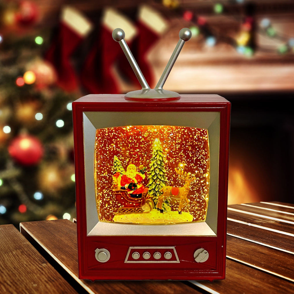 Santa in Spinning Water Television - San Francisco Music Box Company