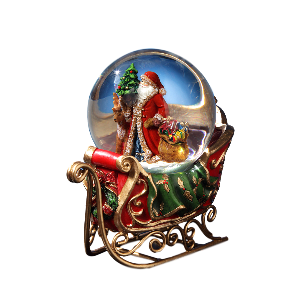 Santa with Reindeer and Sleigh Snow Globe The San Francisco Music Box Company Collectible 842970052722