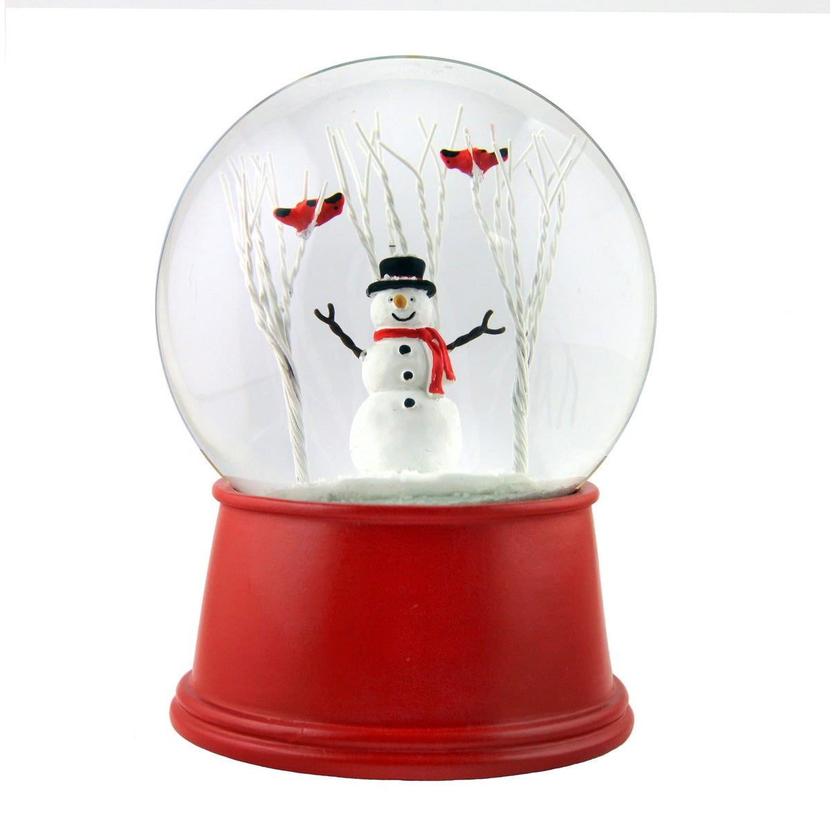 Snowman with Cardinals on a Tree Snow Globe The San Francisco Music Box Company Collectible