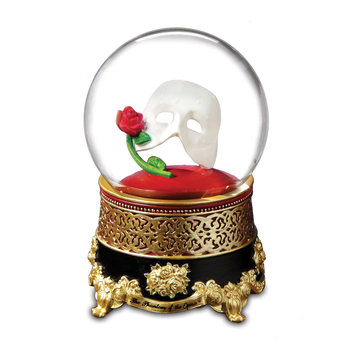 The Phantom™ Classic Mask with Rose Water Globe The San Francisco Music Box Company Collectible 842970051855