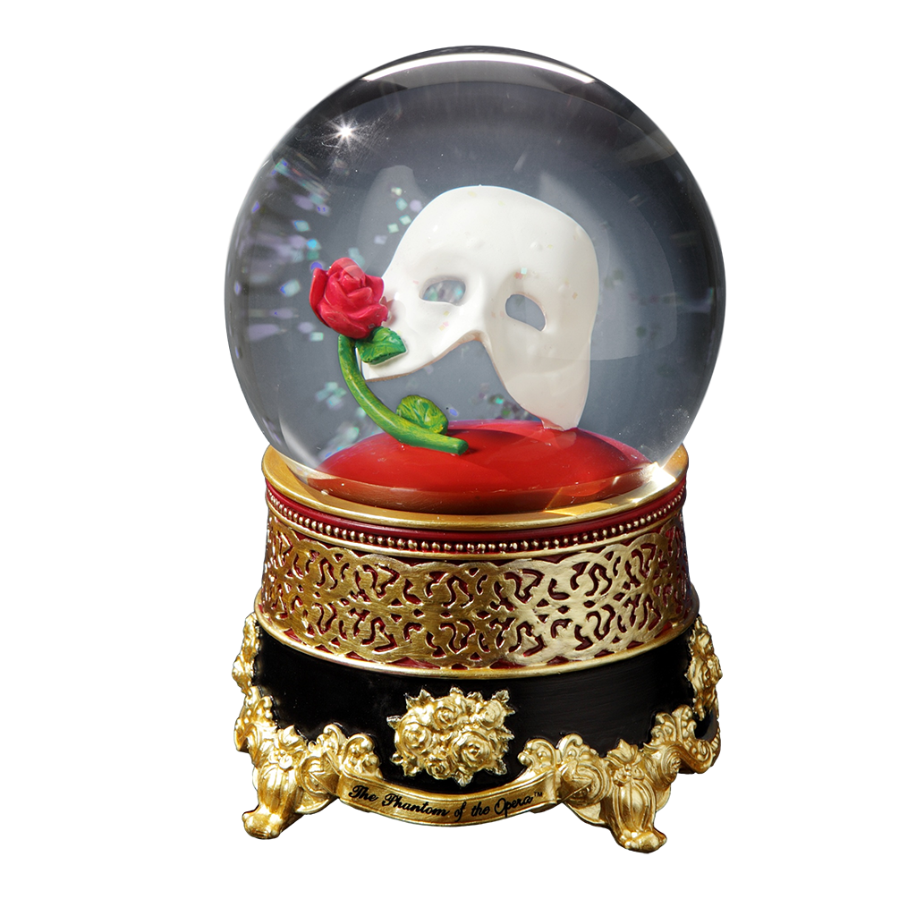 The Phantom™ Classic Mask with Rose Water Globe The San Francisco Music Box Company Collectible 842970051855