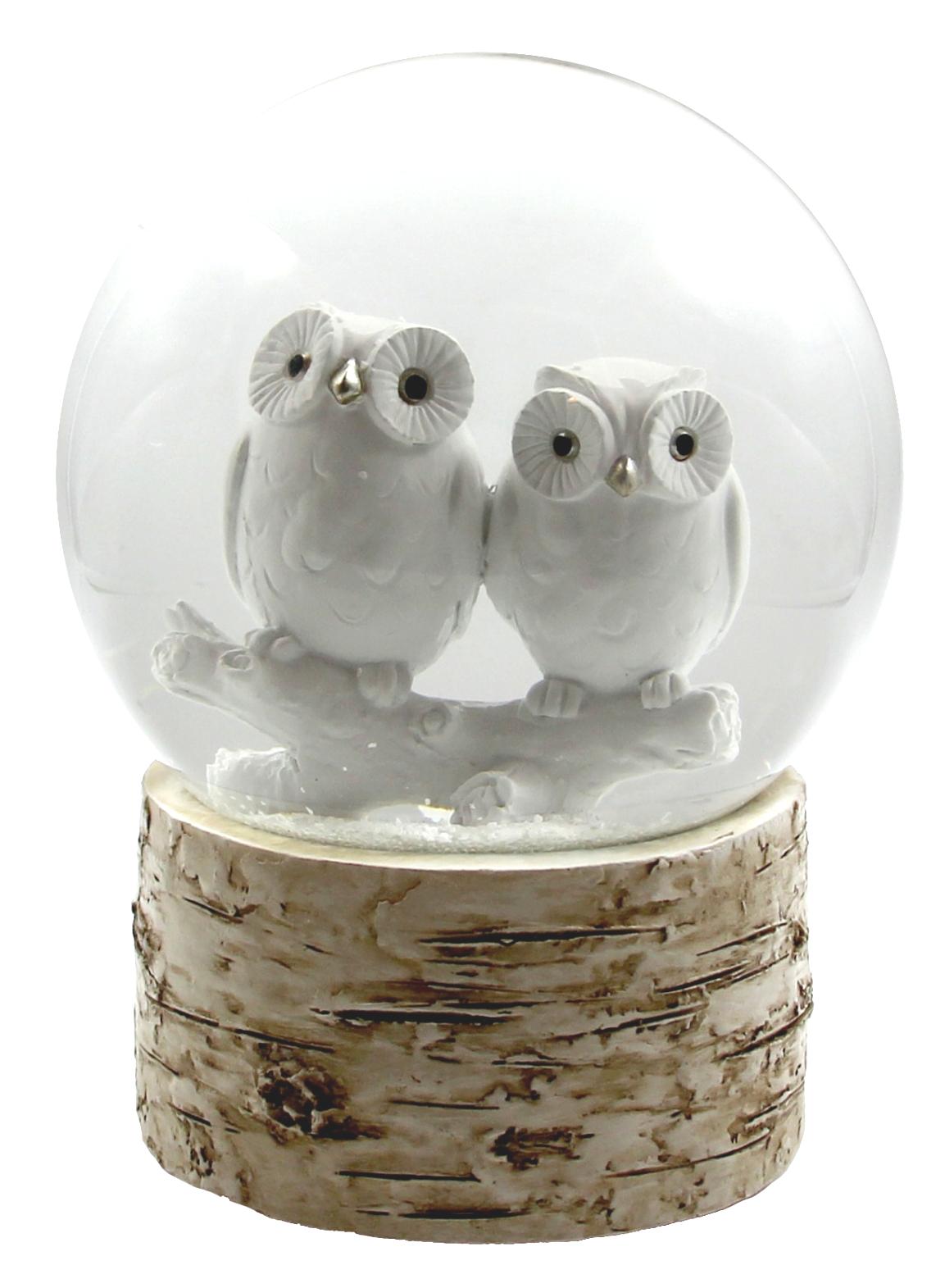 White Owl Babies 120MM Snow Globe San Francisco Music Box Company Collectible