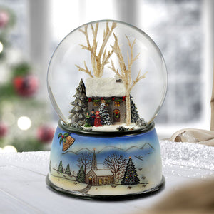 Winter Cottage with Carolers 100mm SnowGlobe The San Francisco Music Box Company Collectible 842970049104